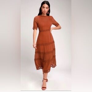 Lulu's Rust Midi Dress